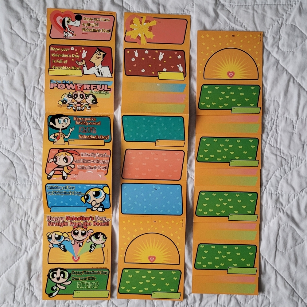 2/$50 🥞 48x Vintage Y2K Powerpuff Girls Happy Valentine's Day Cut Out Cards